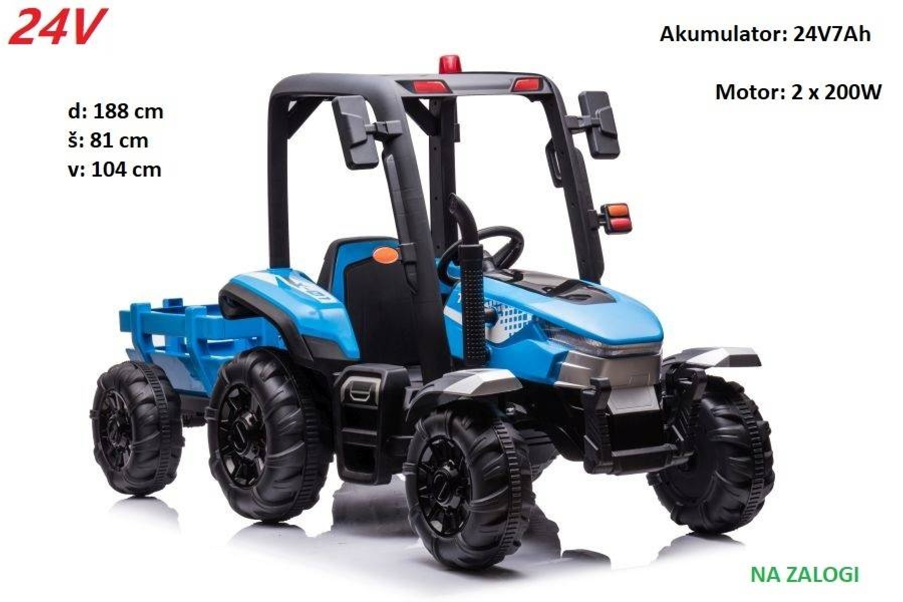 Otroški traktor BLT-206 na akumulator (moder)