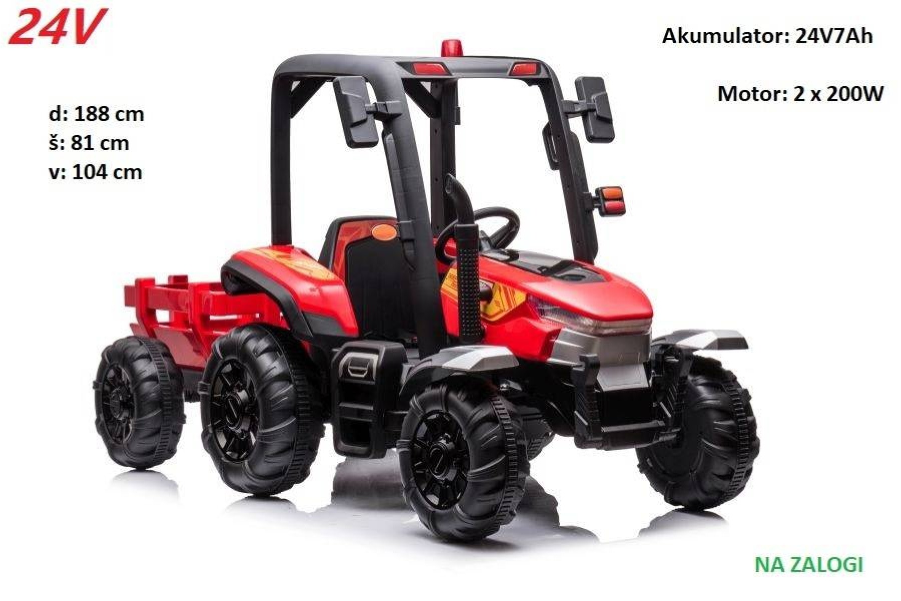 Otroški traktor BLT-206 na akumulator (rdeč)