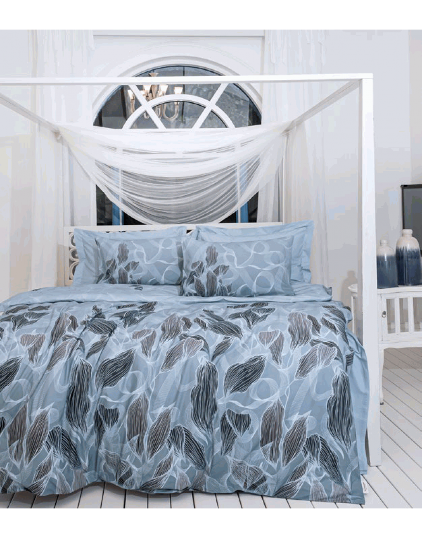 Posteljnina bombaž mako saten modra Posteljnina bombaž mako saten modra