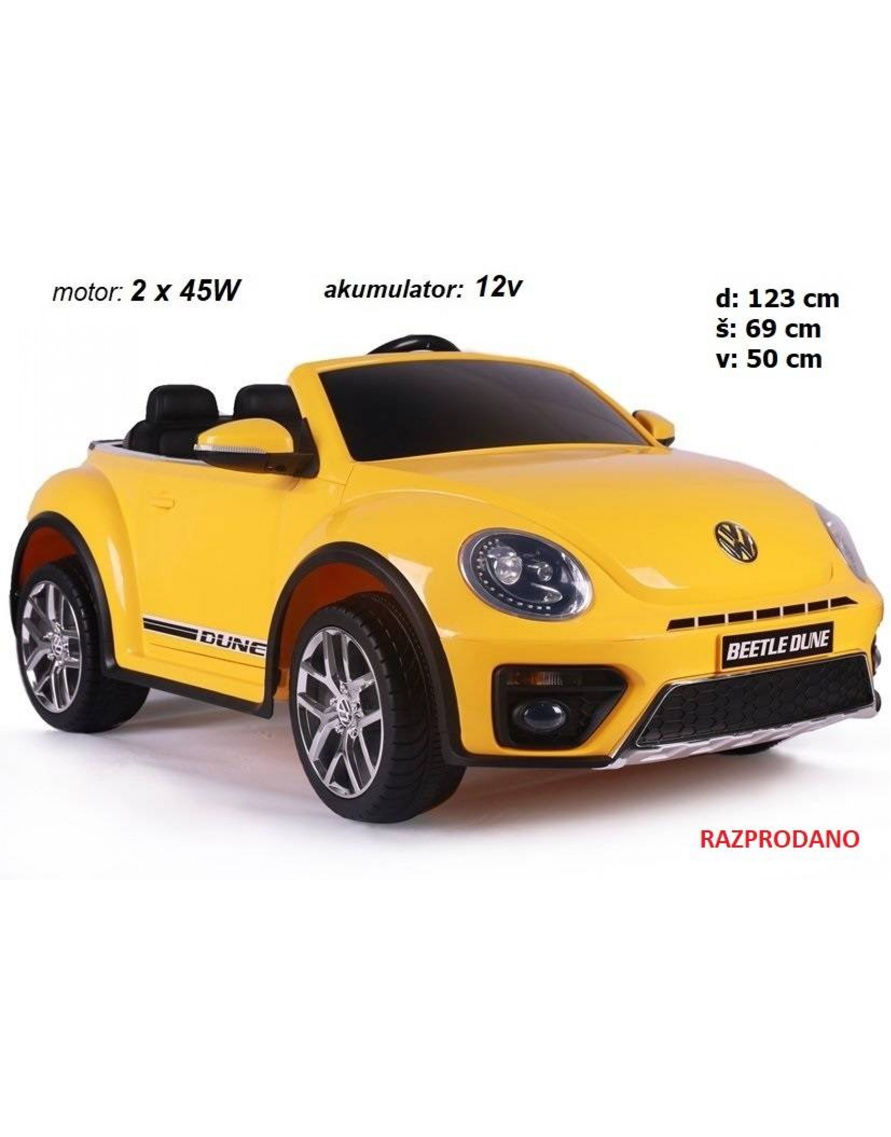 Otroški avto na akumulator Volkswagen Beetle Dune ODEJA PUHEK