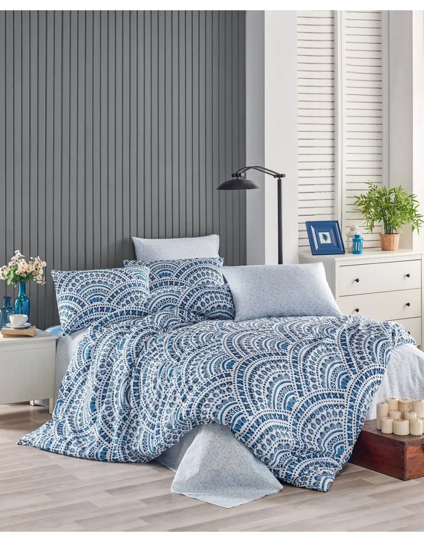 Posteljnina KREP modra