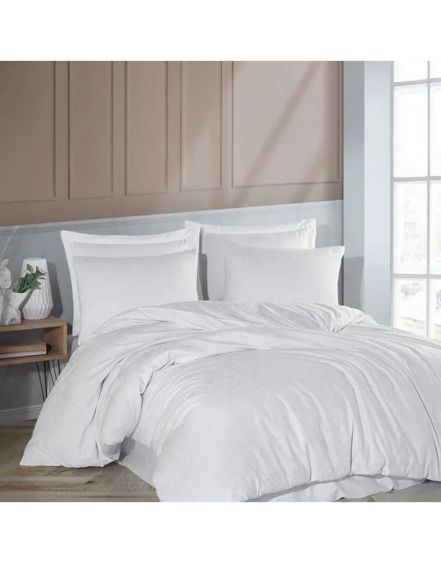 Posteljnina bombaž mako saten bela