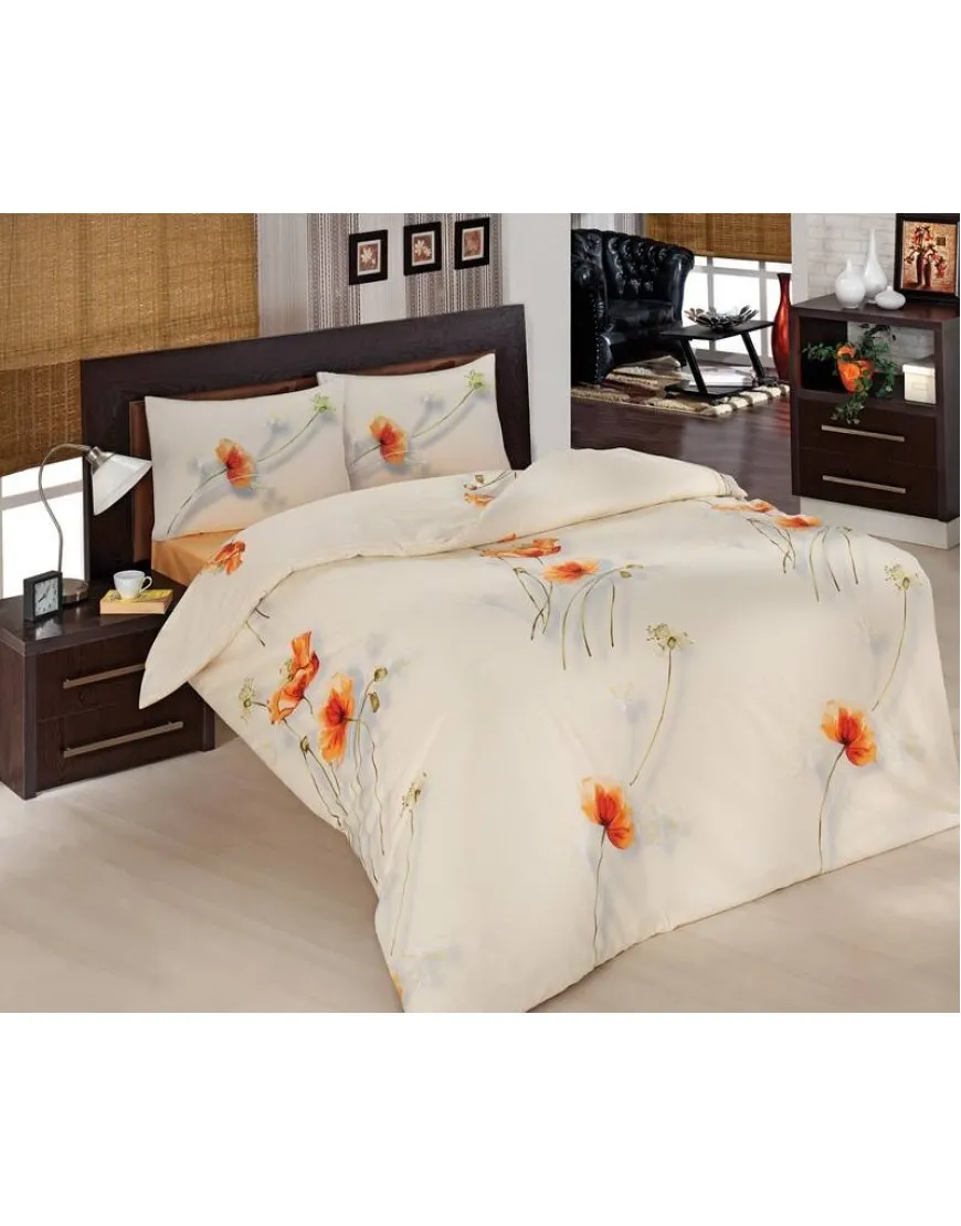 Posteljnina bombaž mako saten krem