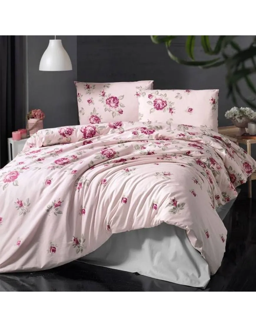 Posteljnina bombaž mako saten roza