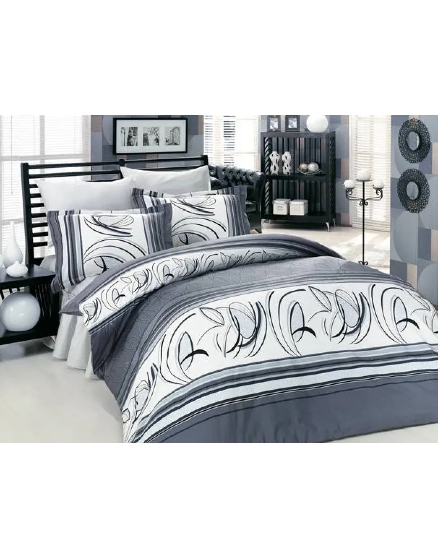 Posteljnina bombaž mako saten siva